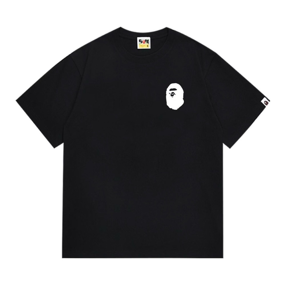 Bape Black Short-Sleeve Tee with White Ape Head